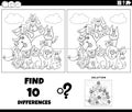 differences game with cartoon cats and dogs coloring page Royalty Free Stock Photo