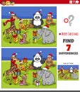 Differences activity with animal characters on Christmas time Royalty Free Stock Photo