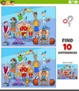 differences activity with cartoon sport athletes characters