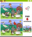 Differences educational game with cartoon birds animal characters Royalty Free Stock Photo