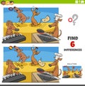 Differences game with cartoon dogs animal characters Royalty Free Stock Photo