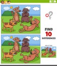 differences game with cartoon dogs animal characters Royalty Free Stock Photo