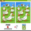 Differences game with cartoon ducks farm animal characters Royalty Free Stock Photo