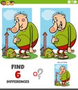 Differences game with cartoon fantasy giant character