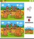 Differences game with cartoon dogs animal characters Royalty Free Stock Photo