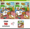 Differences game with cartoon boy with guitar in his room Royalty Free Stock Photo