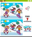 Differences educational game with skiing girls Royalty Free Stock Photo