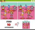 differences game with cartoon robots characters Royalty Free Stock Photo