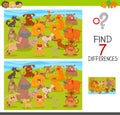 Find differences game with dogs animal characters Royalty Free Stock Photo