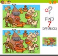 Find differences game with dogs animal characters Royalty Free Stock Photo