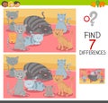 Find differences game with cat characters Royalty Free Stock Photo