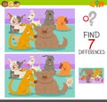 Differences game with dog or puppy characters Royalty Free Stock Photo