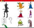 Shadows activity game with fairy tale characters Royalty Free Stock Photo