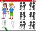 educational shadows game with girl and boy characters