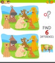 Find differences game with cartoon dogs Royalty Free Stock Photo