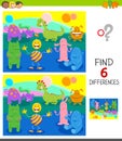 Differences game with funny cartoon monsters Royalty Free Stock Photo