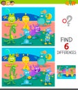 Differences game with cartoon fantasy monsters Royalty Free Stock Photo