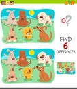 Finding differences game with happy dogs Royalty Free Stock Photo