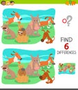 Finding differences game with cartoon dogs Royalty Free Stock Photo