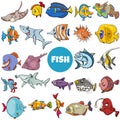 cartoon fish marine animal characters big set Royalty Free Stock Photo