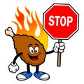 Hot Wing Mascot with Stop Sign