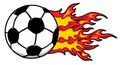 Cartoon Illustration of a Flaming Soccer Ball Ready to Go