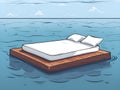 cartoon illustration of a floating mattress, Ai Generated