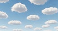 Cartoon Illustration of Fluffy Cumulus Clouds Scattered Across a Clear Blue Sky Royalty Free Stock Photo