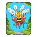 Cartoon illustration Flying bees