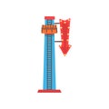 Cartoon illustration of free fall or drop tower. Extreme attraction. Amusement park icon. Funfair or carnival. Flat Royalty Free Stock Photo