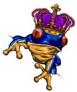 Cartoon illustration of a frog wearing a crown. vector Royalty Free Stock Photo