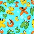 Cartoon Illustration of Funny Capital Letters Alphabet with eyes for Children Education seamless pattern Royalty Free Stock Photo