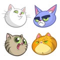 Cartoon Illustration of funny Cats ot Kittens Heads Collection Set. Vector pack of colorful cats icons Royalty Free Stock Photo