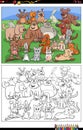 Cartoon dogs and cats and rabbits characters coloring book page Royalty Free Stock Photo