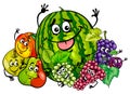 Funny fruit characters group cartoon Royalty Free Stock Photo