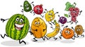 Cartoon funny fruit comic characters group Royalty Free Stock Photo