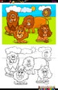 Lions animal characters group color book