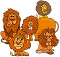Lions cartoon animal characters group