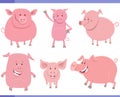 cartoon funny pigs farm animal characters set