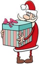 Cartoon Santa Claus character with big Christmas present Royalty Free Stock Photo