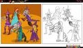 comic witches fantasy characters group coloring page