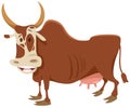 Funny cartoon zebu farm animal character