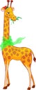 Cartoon illustration giraffe with scarf