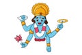 Cartoon Illustration Of God Vishnu