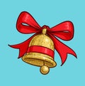 Cartoon Illustration of a Golden Glitter Bell. Vector Icon: Lines, Color, Shadows and Lights neatly in well-defined layers &