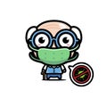 cartoon character of a grandfather wearing a mask against the virus