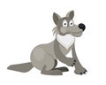 Cartoon Illustration Of Grey Wolf Character For Children. Flat Vector For Abc Book.