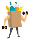 Groceries paper bag working out