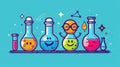 A cartoon illustration of a group of colorful test tubes, AI Royalty Free Stock Photo