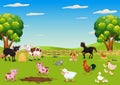 Cartoon illustration of group of farm animals Royalty Free Stock Photo